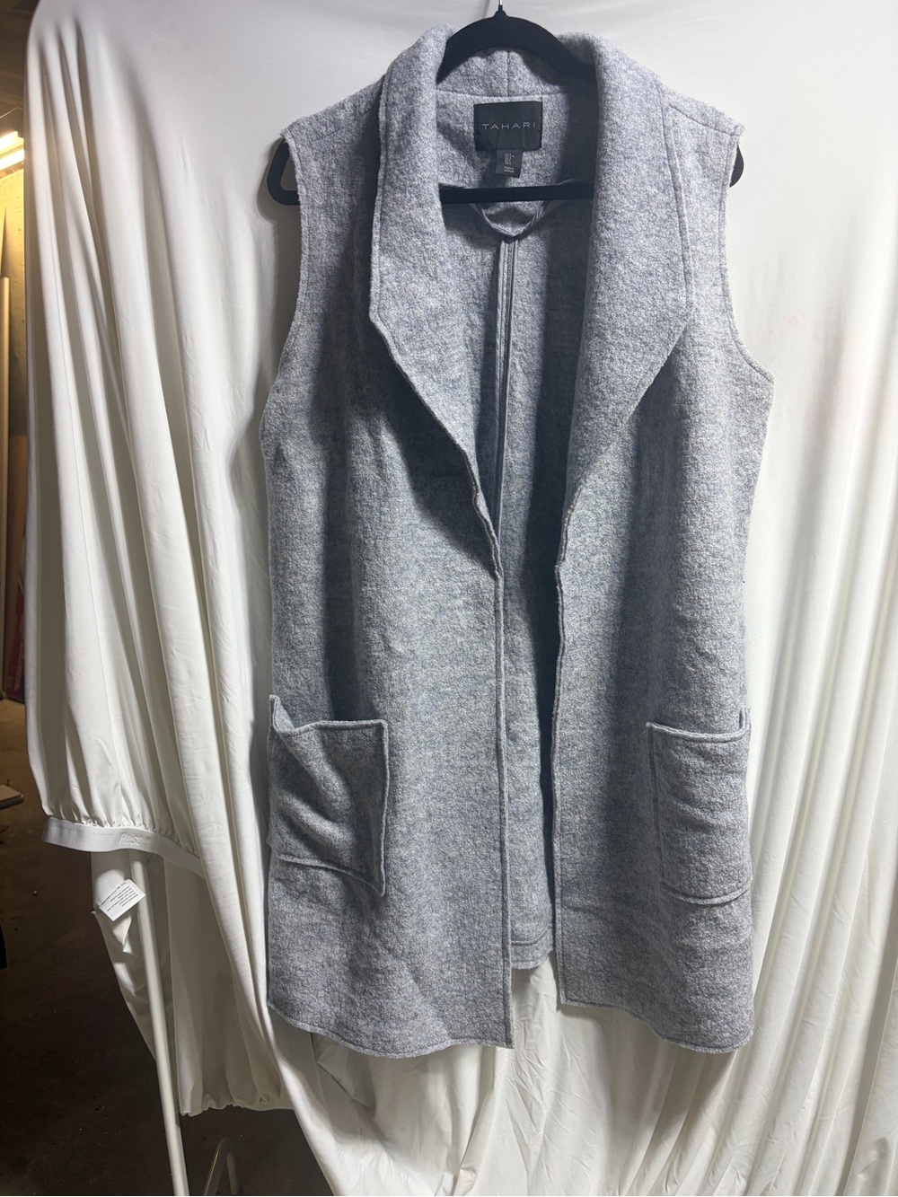 Tahari Gray Hooded Knit Vest